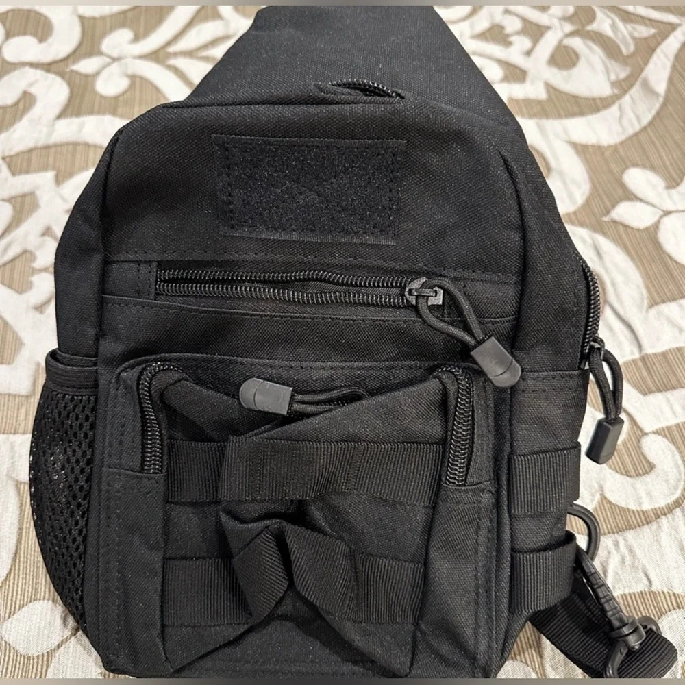 Tactical Black Unisex CrossBody Sling Backpack